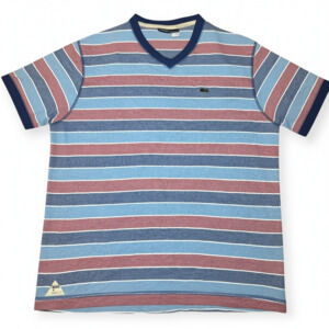 Rocawear Men’s 2XL Striped V-Neck T-Shirt Y2K Hip Hop Streetwear Cotton